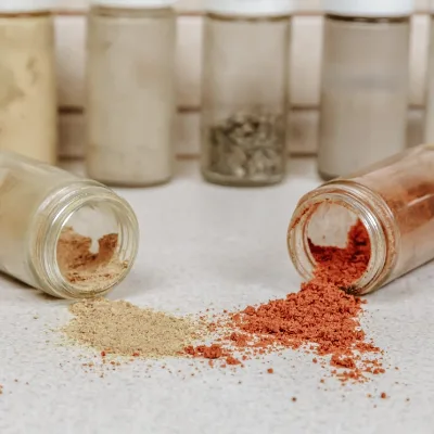 An open dip jar, shot from above.