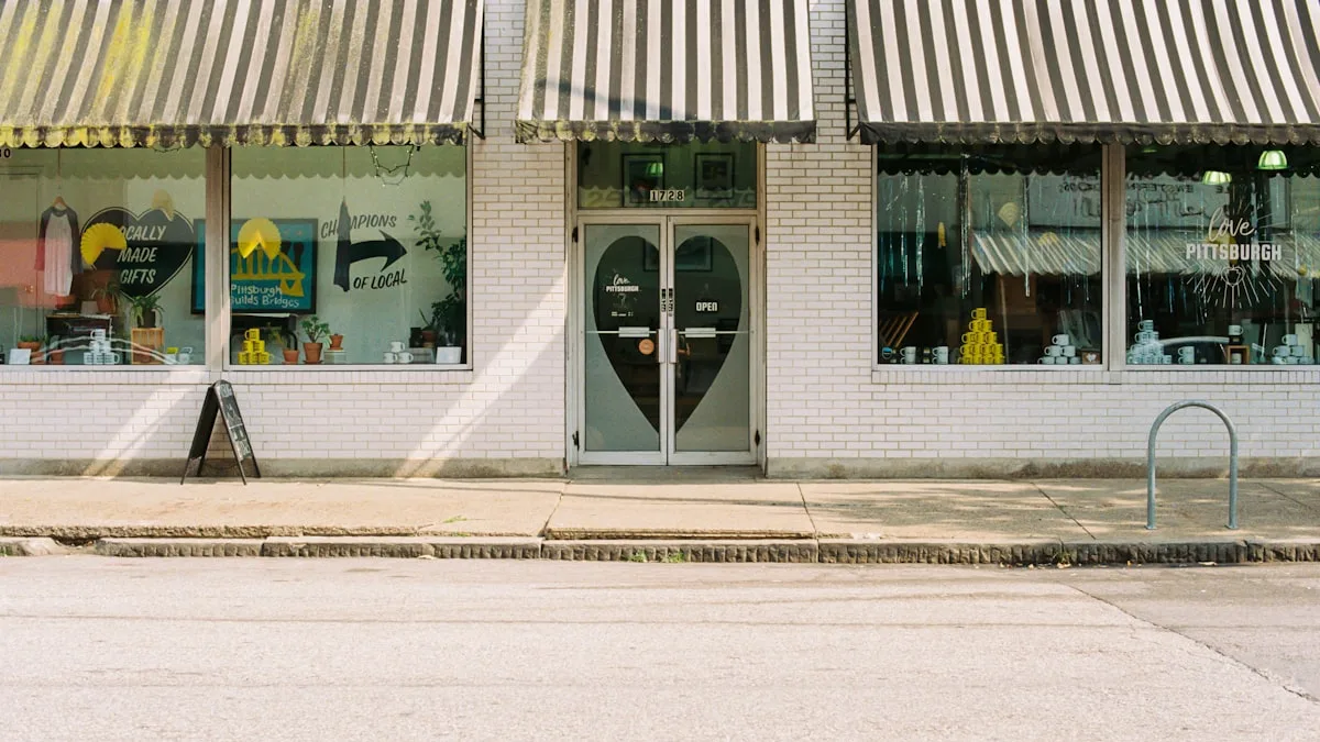 The storefront from across the street.